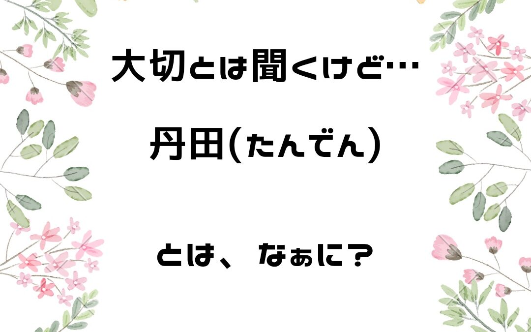 丹田（たんでん）ってなに？